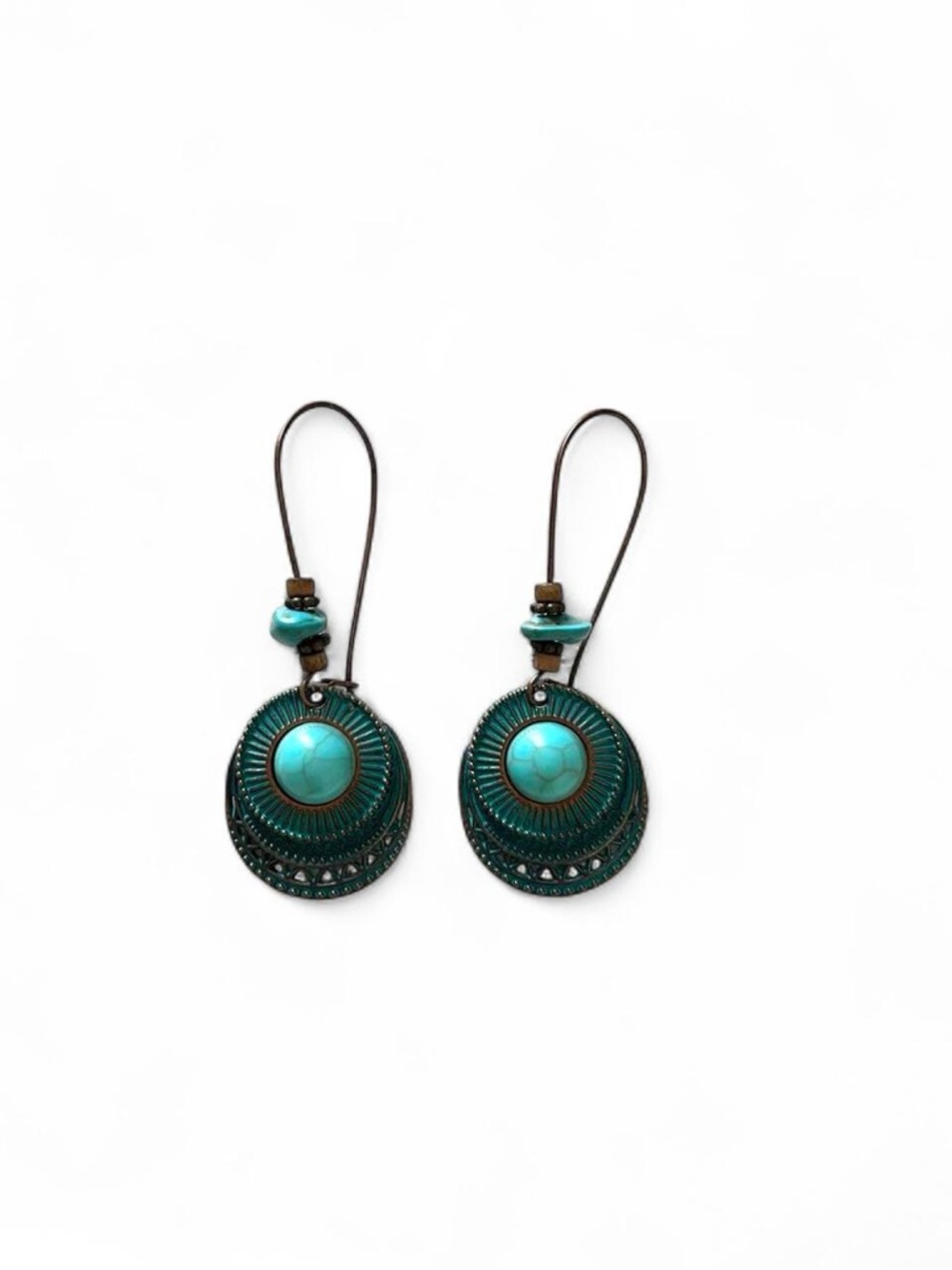 Turquoise Drop Earrings Boho Southwestern Dangle Earrings Teal Stone Jewelry